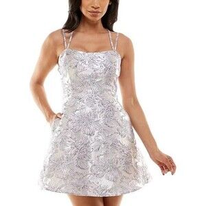 Jump apparel pink and silver dress lace up back 7/8 junior